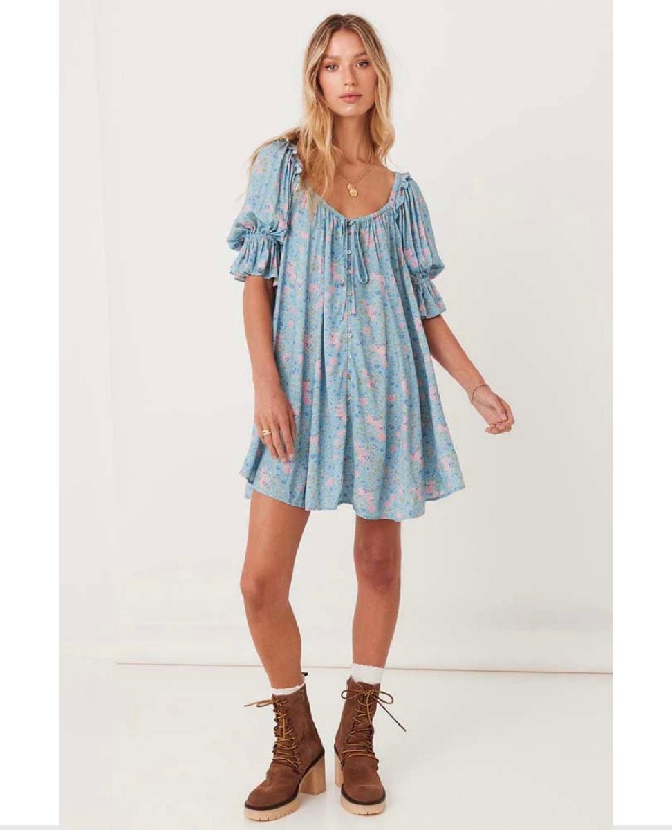 Dolly Mini Dress Dusty Blue - clearpathherbicide