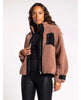 Dorthea Sherpa Taupe Black Jacket - clearpathherbicide