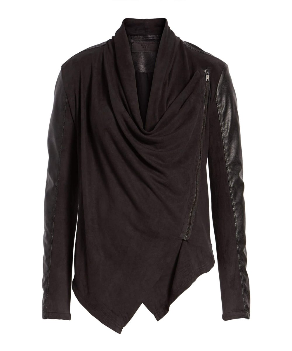 Drape Front Jacket, Black - miamidrugpossession