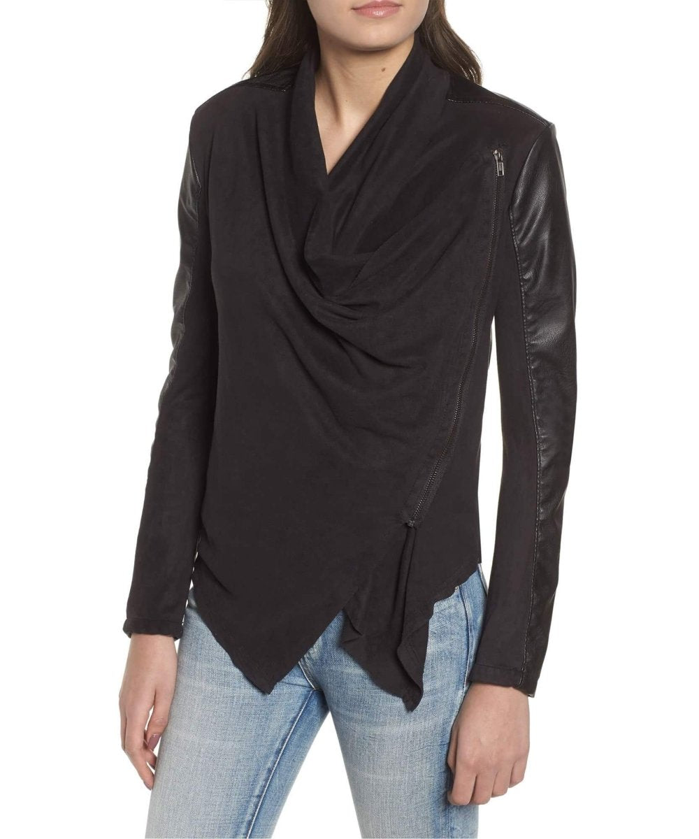 Drape Front Jacket, Black - miamidrugpossession