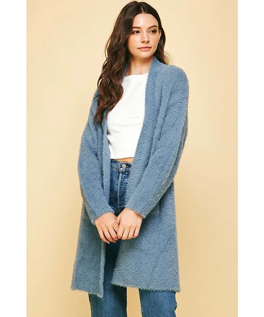 Dream Blue Fuzzy Cardigan Sweater - clearpathherbicide