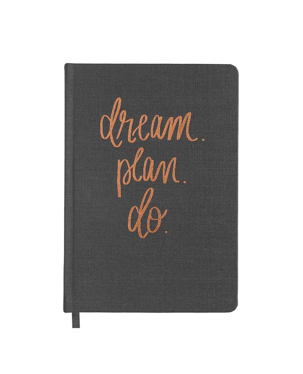 Dream Plan Do Grey and Rose Gold Fabric Journal - miamidrugpossession