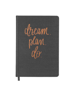 Dream Plan Do Grey and Rose Gold Fabric Journal - clearpathherbicide