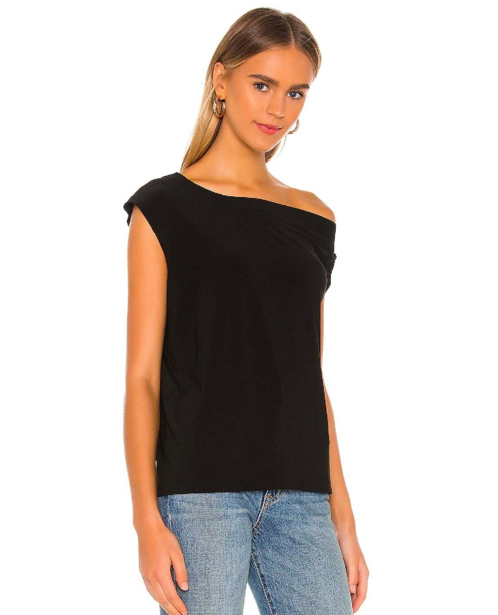 Drop Shoulder Top Black - miamidrugpossession