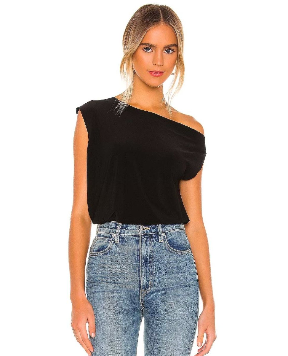 Drop Shoulder Top Black - miamidrugpossession