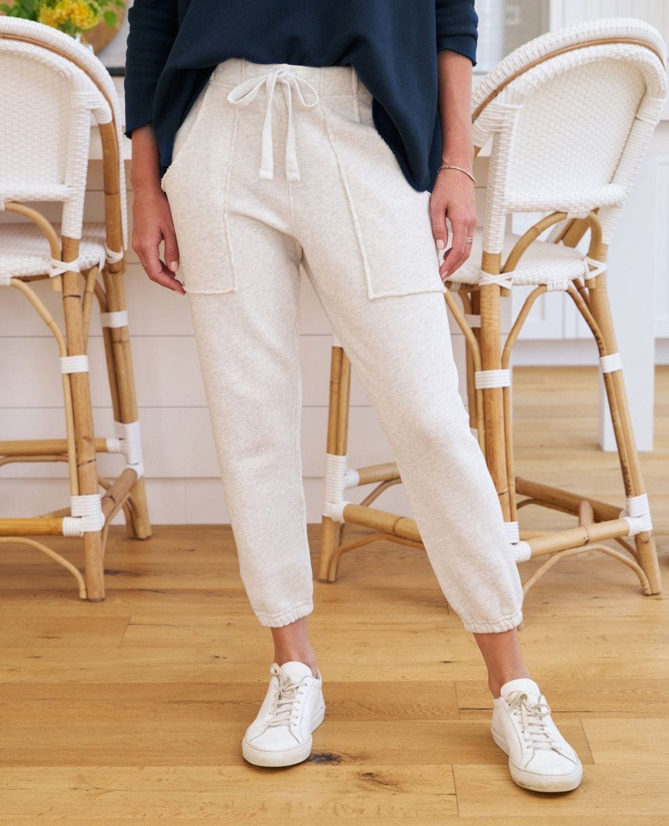 Eamon Triple Fleece White Melange Sweatpant - PINK ARROWS