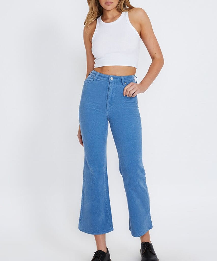 Eastcoast Crop Flare Dusty Blue Cord - miamidrugpossession