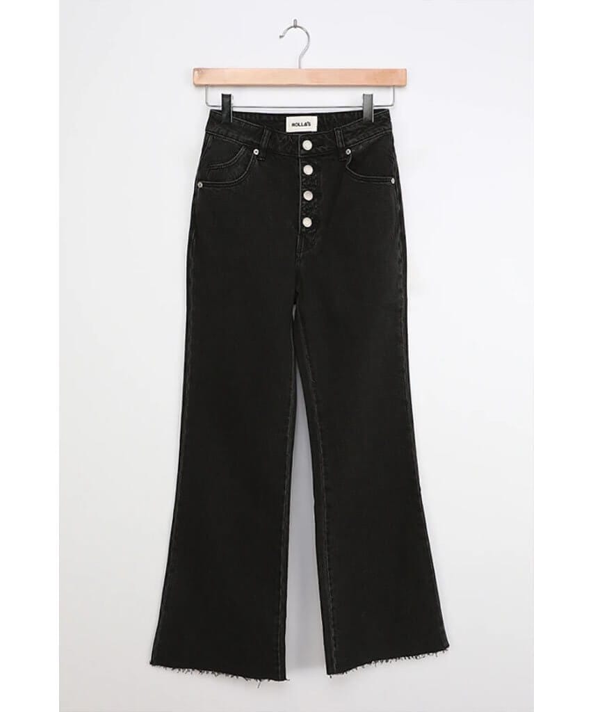 Eastcoast Crop Flare Washed Black High Rise Jeans - miamidrugpossession