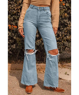 Eastcoast Light Wash Distressed High Rise Flare Jean - clearpathherbicide