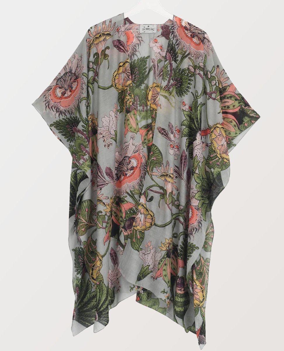 Eccentric Bloom Hand Printed Long Kimono - miamidrugpossession