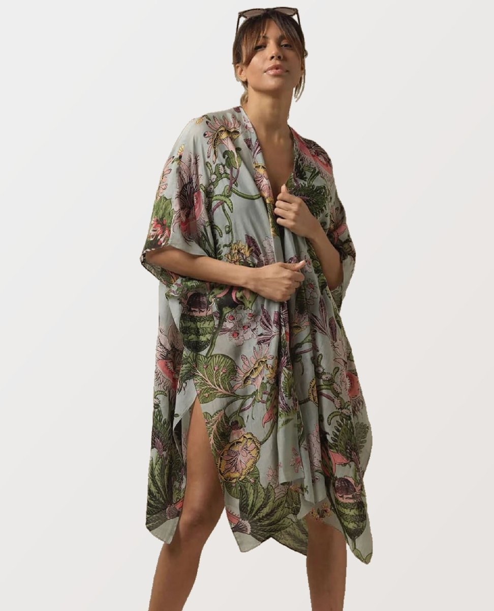 Eccentric Bloom Hand Printed Long Kimono - miamidrugpossession