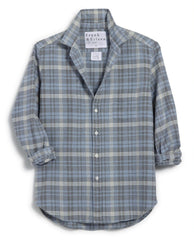 Eileen Relaxed Soft Grey Plaid Flannel - PINK ARROWS