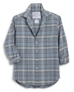 Eileen Relaxed Soft Grey Plaid Flannel - PINK ARROWS