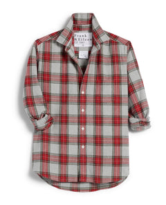 Eileen Relaxed Washed Red Plaid Flannel - PINK ARROWS