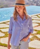 Elisa Blue White Striped Shirt - miamidrugpossession