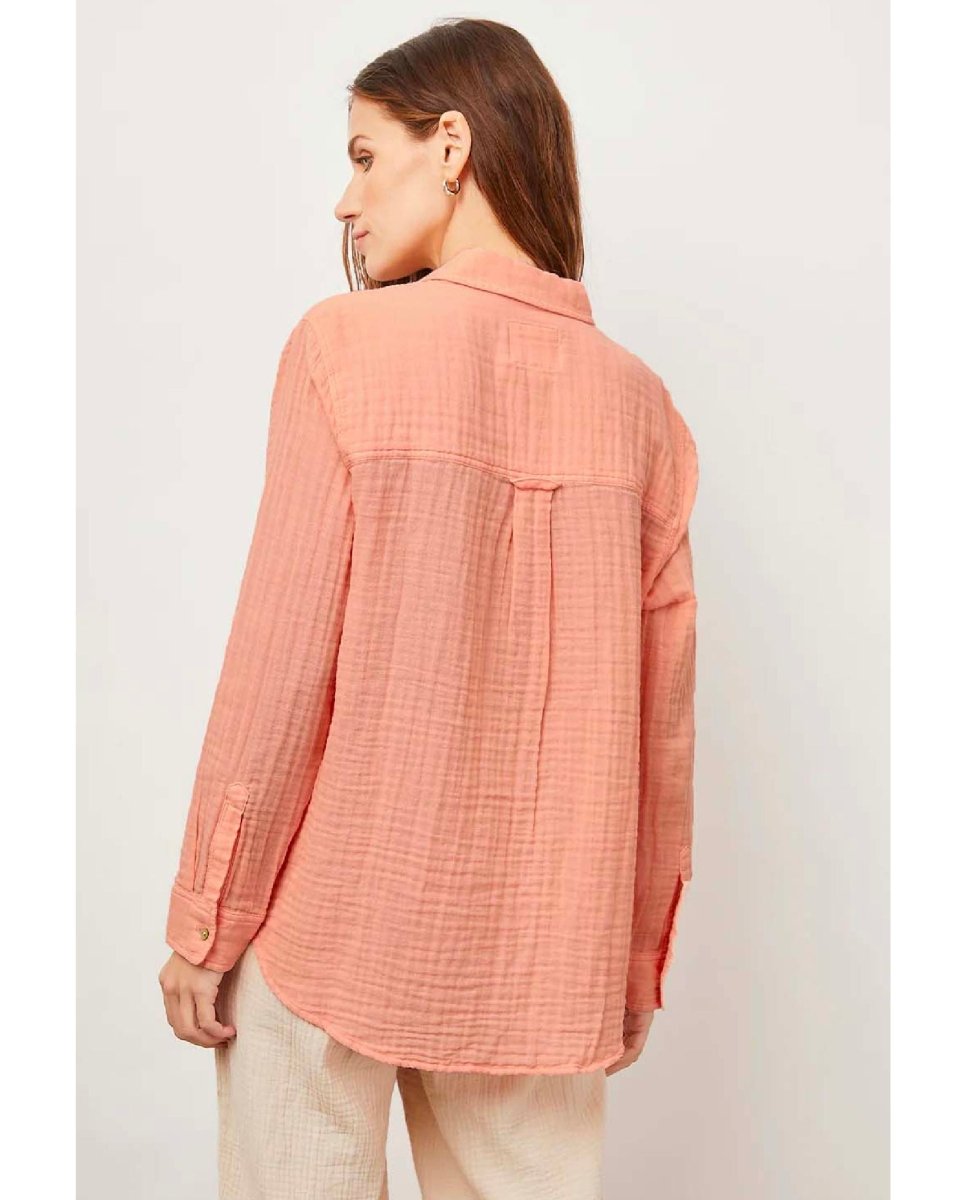 Ellis Flamingo Button Down - PINK ARROWS