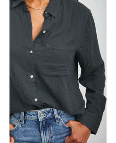 Ellis Washed Black Button Down - clearpathherbicide