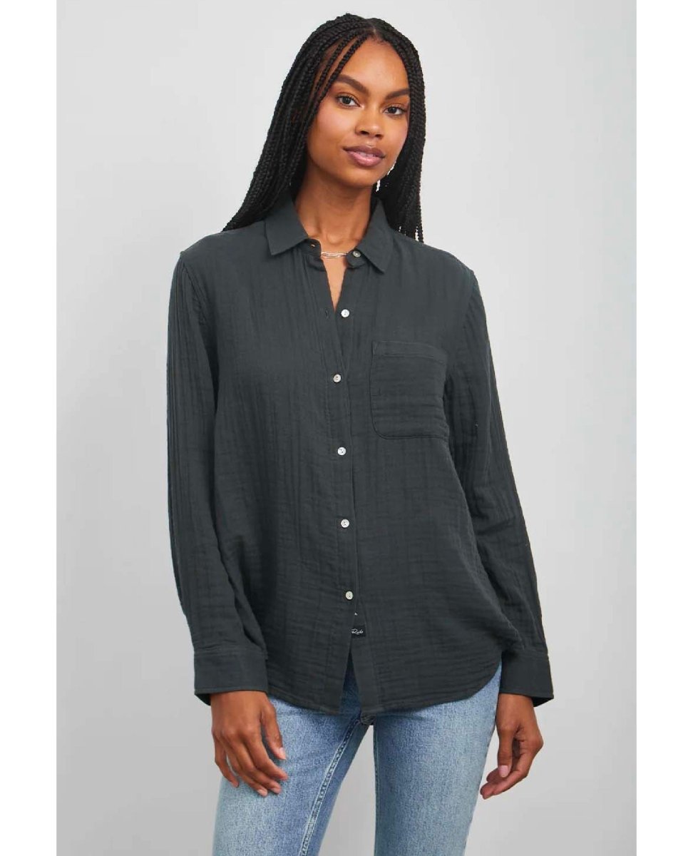 Ellis Washed Black Button Down - clearpathherbicide