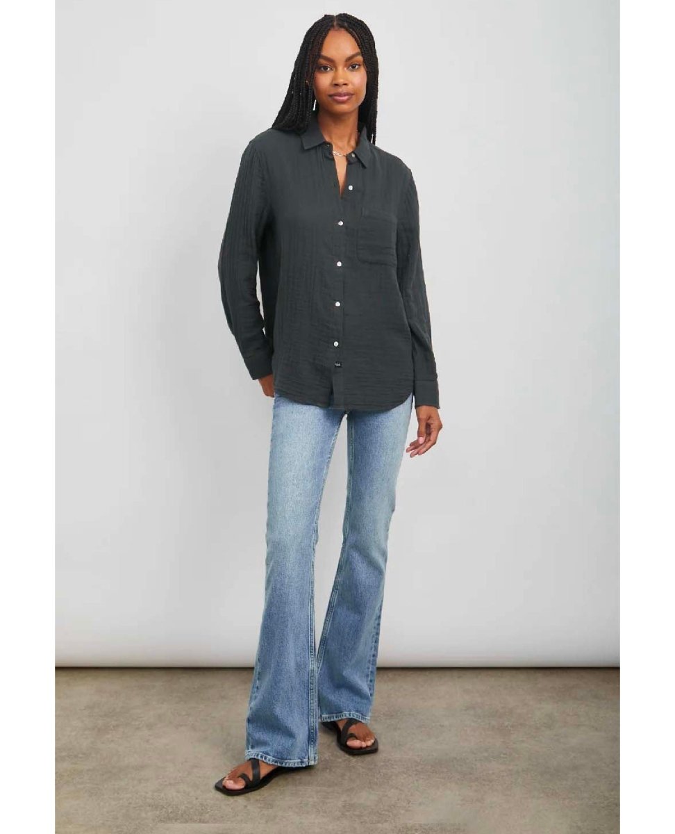 Ellis Washed Black Button Down - miamidrugpossession