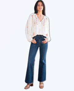 Embroidered Blouse Ivory Coral - clearpathherbicide