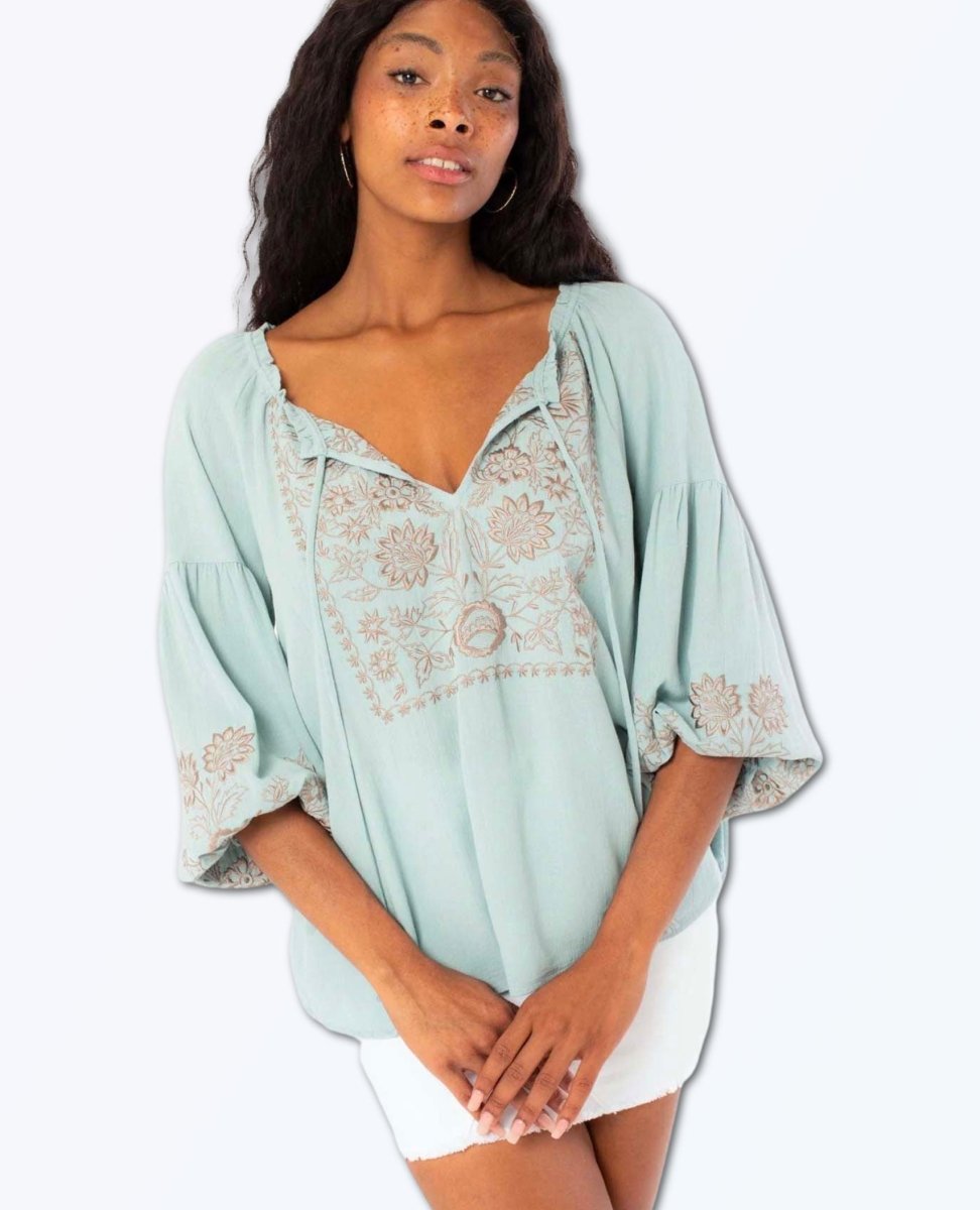 Embroidered Blouse Seafoam - clearpathherbicide