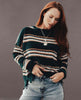 Emerald Chenille Striped Sweater - clearpathherbicide