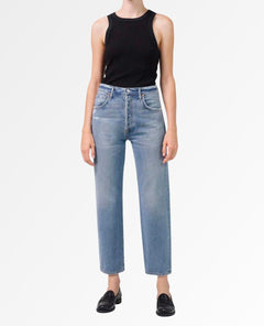 Emery High Rise Relaxed Crop Old Blue - miamidrugpossession