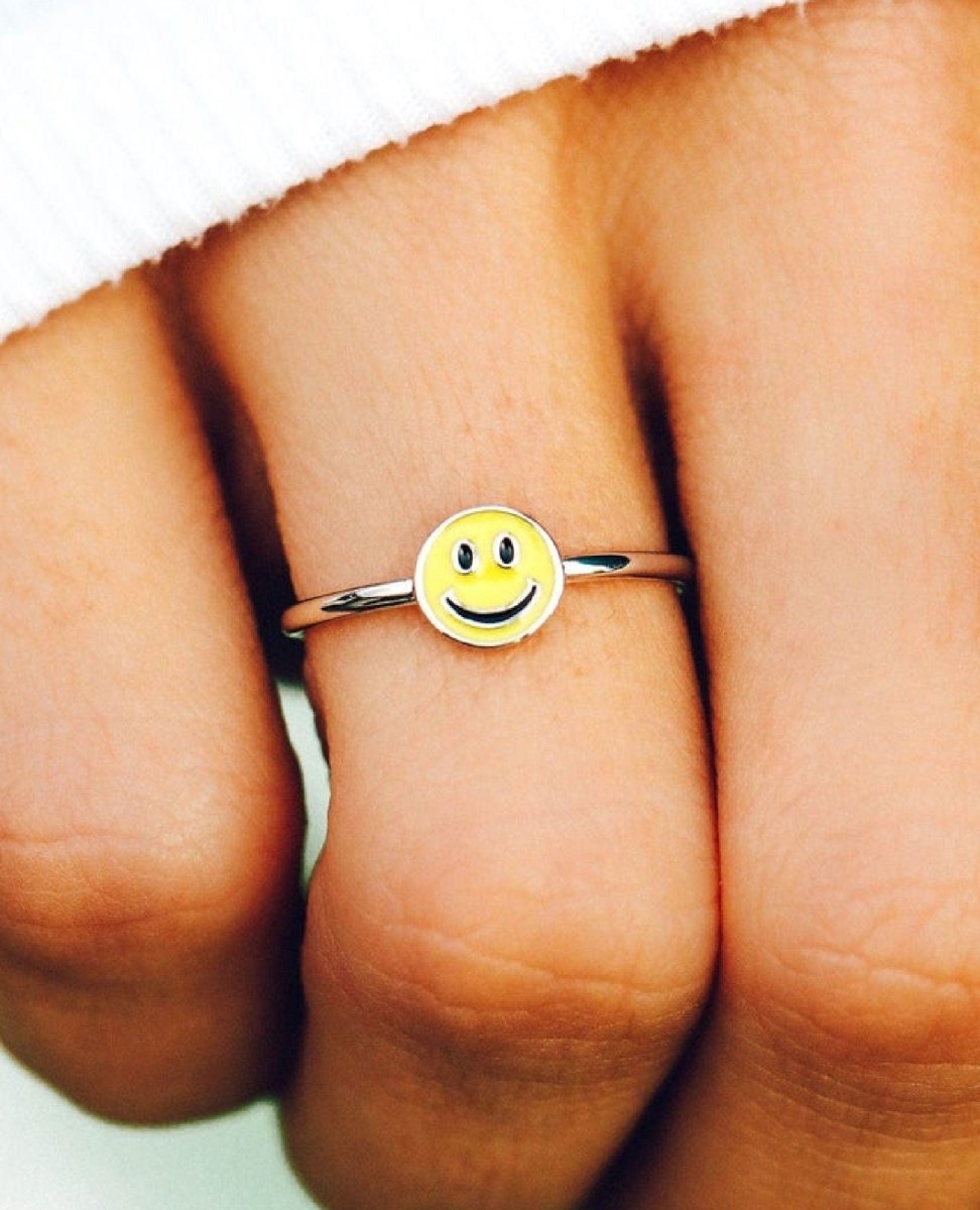 Enamel Happy Face Ring - miamidrugpossession