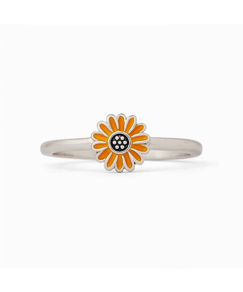 Enamel Sunflower Ring Silver - clearpathherbicide