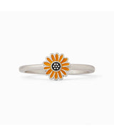 Enamel Sunflower Ring Silver - miamidrugpossession