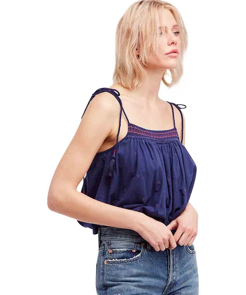 Eternal Love Embroidery Top, Blue - clearpathherbicide