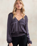 Etienne Surplice Top Charcoal - miamidrugpossession