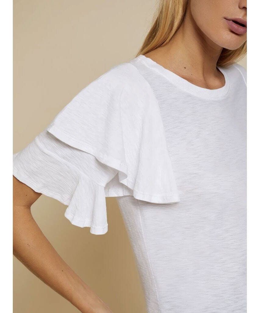 Etta Ruffle Sleeve Tee White - clearpathherbicide