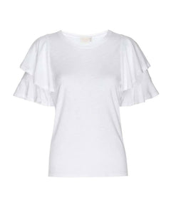 Etta Ruffle Sleeve Tee White - clearpathherbicide