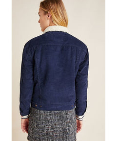 Ex - Boyfriend Sherpa Trucker Jacket Navy Cord - miamidrugpossession