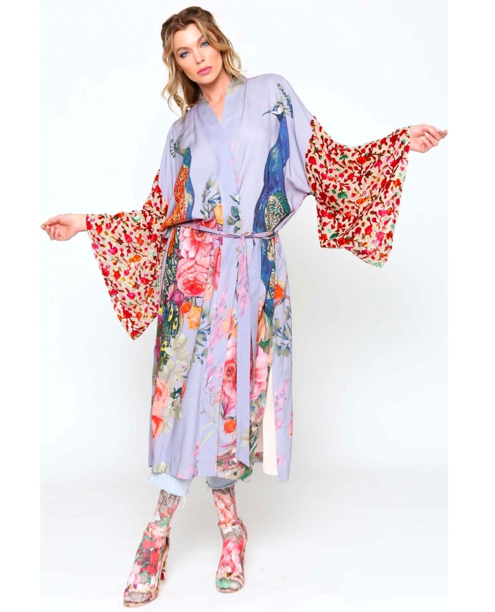 Fantasy Kimono Peacock Print - miamidrugpossession