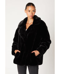 Faux Fur Coat Fuzzy Paws Black - PINK ARROWS