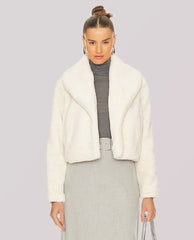 Faux Fur Cropped Jacket Snow Queen Ivory - PINK ARROWS