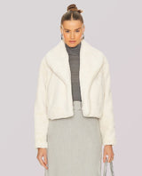 Faux Fur Cropped Jacket Snow Queen Ivory - PINK ARROWS