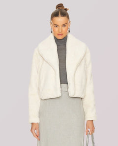 Faux Fur Cropped Jacket Snow Queen Ivory - PINK ARROWS