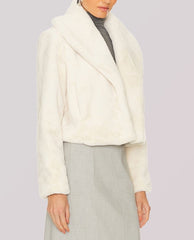 Faux Fur Cropped Jacket Snow Queen Ivory - PINK ARROWS