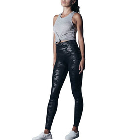 Faux Leather Leggings, Matte Black Camo - clearpathherbicide