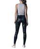 Faux Leather Leggings, Matte Black Camo - clearpathherbicide