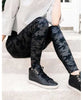 Faux Leather Leggings, Matte Black Camo - miamidrugpossession