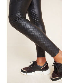 Faux Leather Quilted Legging Black - PINK ARROWS