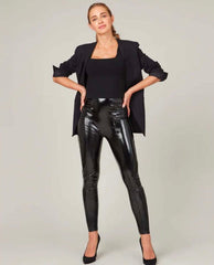 Faux Patent Leather Leggings Black - PINK ARROWS