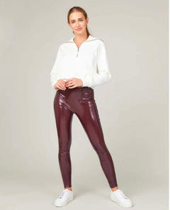 Faux Patent Leather Leggings Ruby - clearpathherbicide