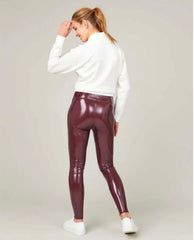 Faux Patent Leather Leggings Ruby - PINK ARROWS