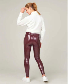 Faux Patent Leather Leggings Ruby - clearpathherbicide