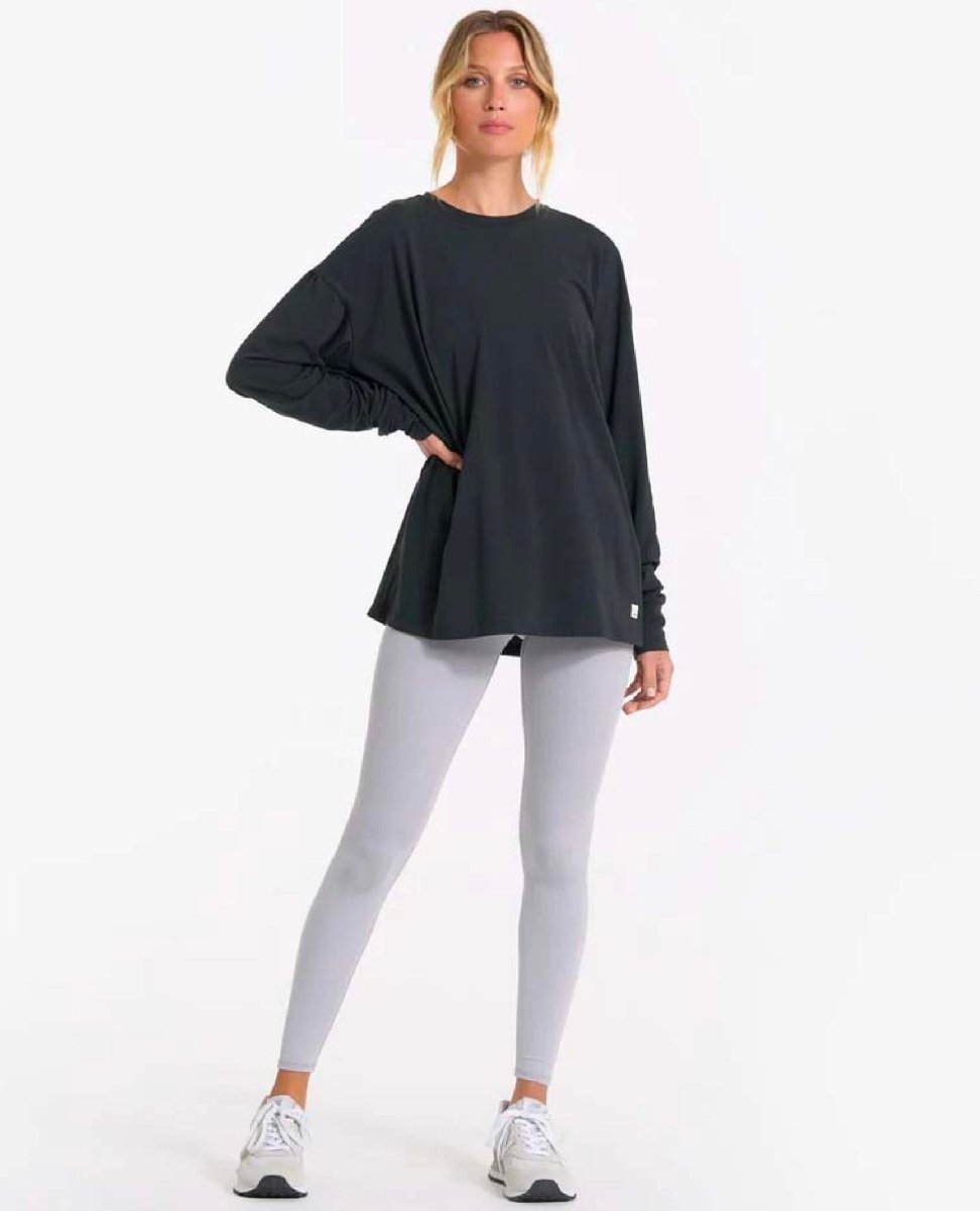 Feather Tee Long Sleeve Washed Black - miamidrugpossession